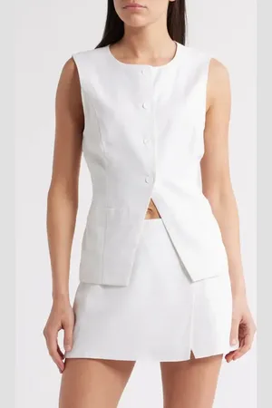 Steve Madden Wesley Linen Blend Button-Up Vest in at Nordstrom, Size Small