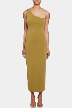 Santorelli AZALEA Sleeveless One-Shoulder Bodycon Midi Knit Dress in at Nordstrom, Size Small