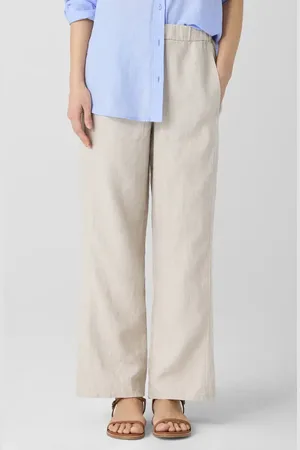 Eileen Fisher Wide Leg Organic Linen Ankle Pants in at Nordstrom, Size X-Small