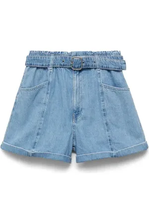 MANGO Belted Paperbag Denim Shorts in at Nordstrom, Size Small
