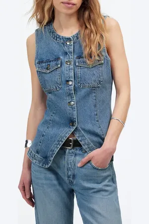 Madewell Denim High Crewneck Vest in at Nordstrom, Size 6