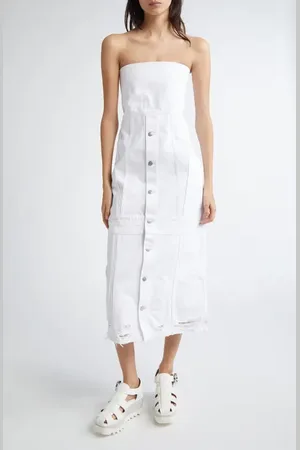 Stella McCartney Distressed Denim Strapless Bustier Dress in at Nordstrom, Size X-Large