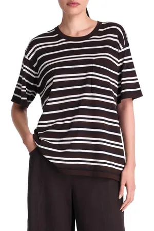 TWP Stripe Oversized Cotton & Silk T-Shirt in at Nordstrom, Size Medium