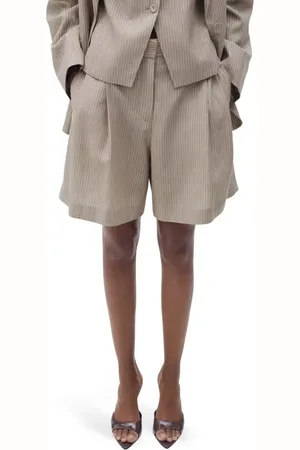MANGO Vivian Pleated Stripe Bermuda Shorts in at Nordstrom, Size 2