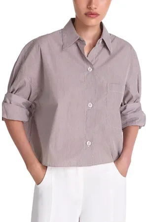 TWP Next Ex Stripe Crop Button-Up Shirt in at Nordstrom, Size Petite
