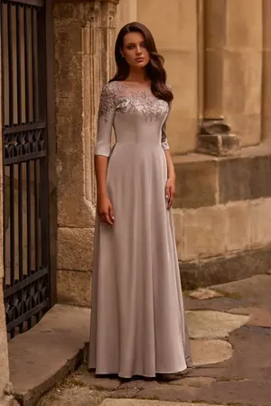 La Femme Jersey Mother of the Bride Gown with Lace Neckline in at Nordstrom, Size 14