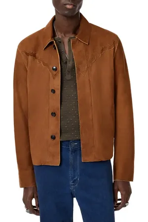 John Varvatos Marlee Suede Western Jacket in at Nordstrom, Size 52