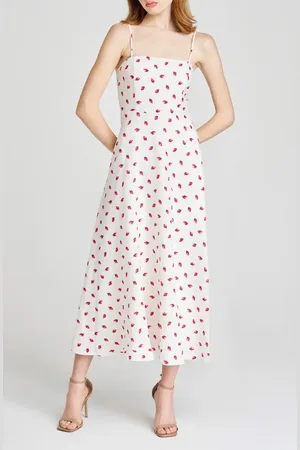 WAYF Josefina Strawberry Print Linen Blend Dress in at Nordstrom, Size Large