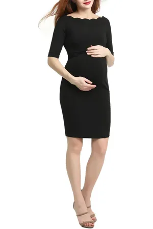 Kimi and Kai Kendall Scallop Trim Body-Con Maternity Dress in at Nordstrom, Size X-Small