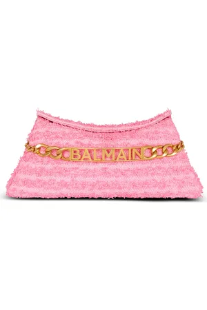 Balmain 1945 Raffia & Tweed Soft Pouch Clutch in at Nordstrom