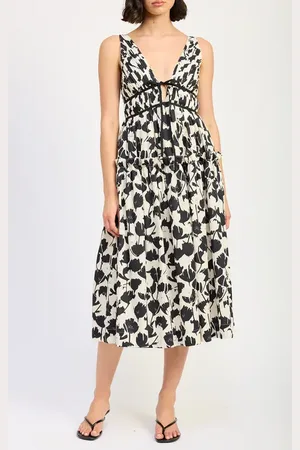 En Saison Laurel Floral Cotton Midi Dress in at Nordstrom, Size X-Small