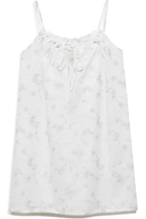 MANGO Floral Embroidered Cotton Nightgown in at Nordstrom, Size Large