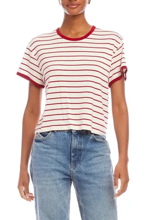 Fifteen Twenty Courtney Stripe Ringer Neck T-Shirt in at Nordstrom, Size Medium