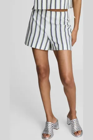 Kenneth Cole Stripe Cotton & Linen Blend Shorts in at Nordstrom, Size 4