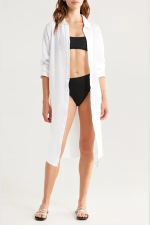 Nordstrom Cotton Gauze Cover-Up Shirtdress in at , Size Medium