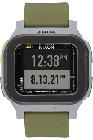 Nixon Regulus Expedition Silicone Strap Digital Chronograph Watch, 47.5mm in Gunmetal /Surplus at Nordstrom