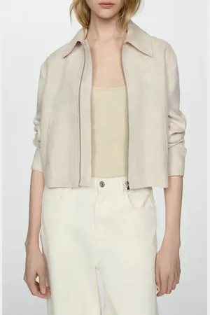 MANGO Front Zip Linen Jacket in at Nordstrom, Size X-Large