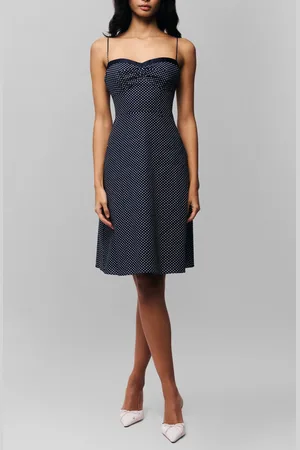 DANIELLE GUIZIO Margaux Midi Dress in Navy /White Dot at Nordstrom, Size Medium