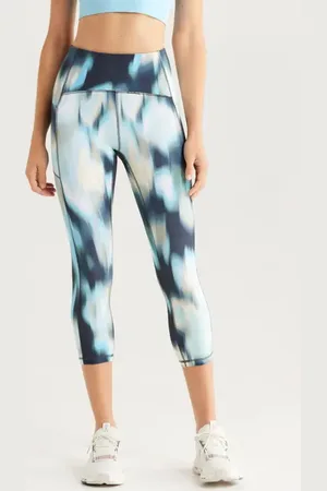 Zella Studio Luxe Print High Waist Pocket Crop Leggings in at Nordstrom, Size Large