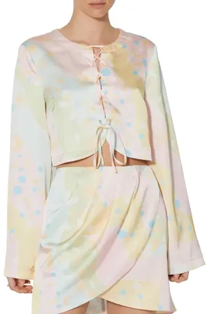 Something New Claudia Celestial Print Long Sleeve Crop Top in at Nordstrom, Size X-Small