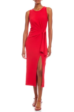 Fifteen Twenty Maddie Side Knot Midi Dress in at Nordstrom, Size X-Small