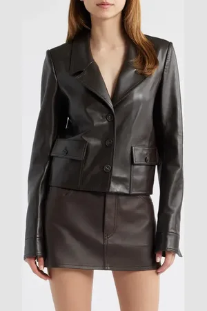 Frame The Cuffed Crop Leather Jacket in at Nordstrom, Size 6