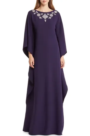 Marchesa Notte Crystal Embellished Crepe Caftan in at Nordstrom, Size 4