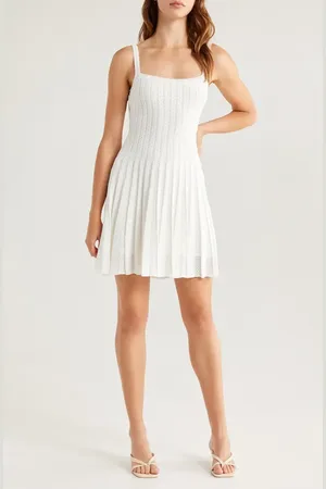 Staud Ellen Mixed Stitch Pleated Minidress in at Nordstrom, Size Small