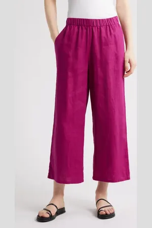 Eileen Fisher Organic Linen Crop Wide Leg Pants in at Nordstrom, Size Large P