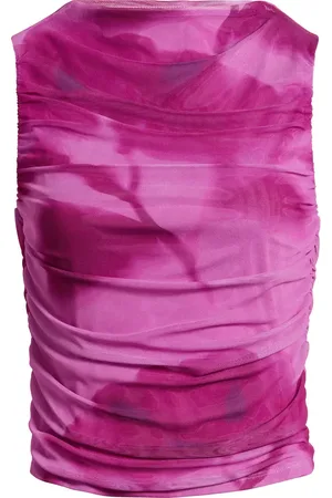 Open Edit Ruched Mesh Tank Top in at Nordstrom, Size Large