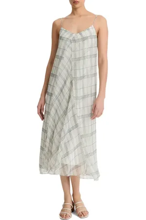 Vince Fenced Plaid Sheer Panel Dress in at Nordstrom, Size Small