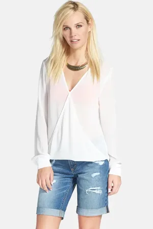 WAYF Chiffon Wrap Blouse in at Nordstrom, Size Medium