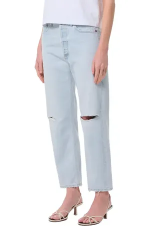 AGOLDE 90s Ripped Mid Rise Crop Relaxed Straight Leg Jeans in at Nordstrom, Size 27