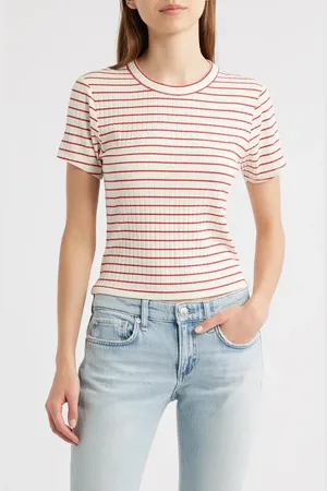 RAG&BONE Luca Stripe Rib Baby T-Shirt in at Nordstrom, Size Medium
