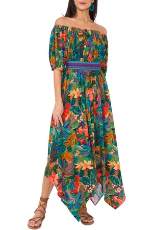 Vince Camuto Off the Shoulder Handkerchief Hem Dress in at Nordstrom, Size X-Small
