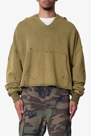 Mnml Destroyed V-Neck Hoodie in at Nordstrom, Size Xx-Large