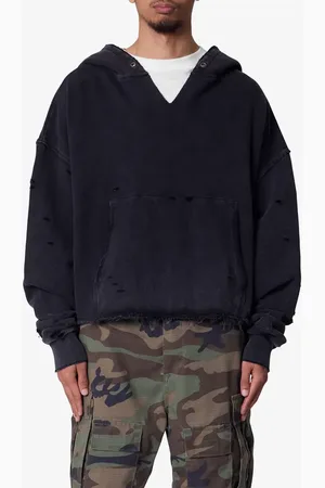 Mnml Destroyed V-Neck Hoodie in at Nordstrom, Size Large