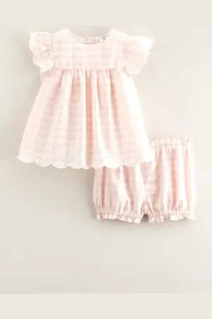 Nordstrom Scalloped Gingham Check Cotton Top & Bloomers in at , Size 18M