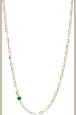 Anzie Classique Birthstone Paper Clip Chain Necklace in at Nordstrom, Size One Size Oz