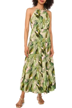 Vince Camuto Botanical Print Neck Cutout A-Line Dress in at Nordstrom, Size Small