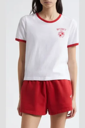 Sporty & Rich Crest Cotton Ringer T-Shirt in at Nordstrom, Size X-Small
