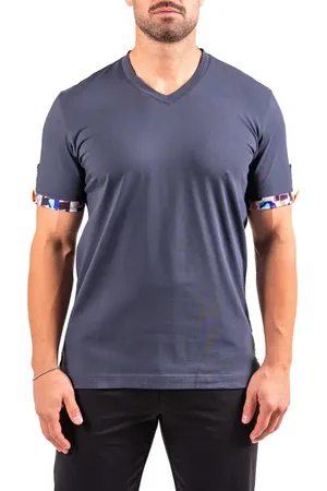 Maceoo Vivaldi Dark V-Neck Cotton T-Shirt at Nordstrom, Size 3