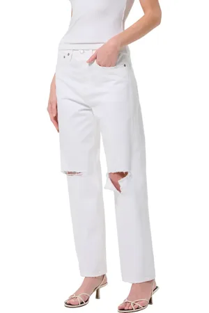 AGOLDE 90s Ripped Mid Rise Relaxed Straight Leg Jeans in at Nordstrom, Size 26