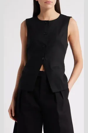 Steve Madden Wesley Linen Blend Button-Up Vest in at Nordstrom, Size Large