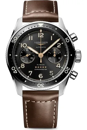 Longines Spirit Flyback Automatic Chronograph Leather Strap Watch, 42mm in at Nordstrom