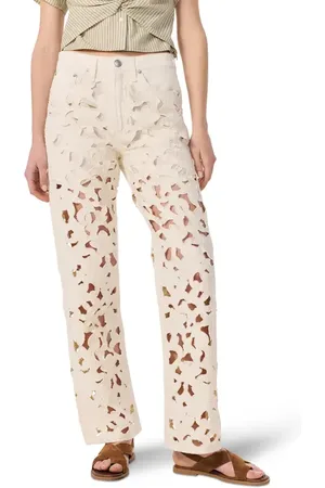 RAG&BONE Logan Floral Cutout Mid Rise Wide Leg Jeans in at Nordstrom, Size 32