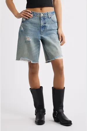 BP. Frayed Mid Rise Denim Bermuda Shorts in at Nordstrom, Size 31