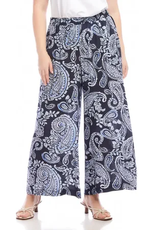 Karen Kane Print High Waist Wide Leg Pants at Nordstrom, Size 0X