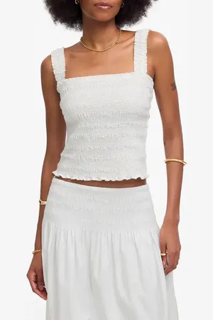 Madewell Smocked Poplin Tank Top in at Nordstrom, Size Xx-Large