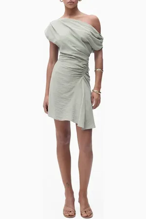 MANGO Asymmetric Drape One-Shoulder Minidress in at Nordstrom, Size 4